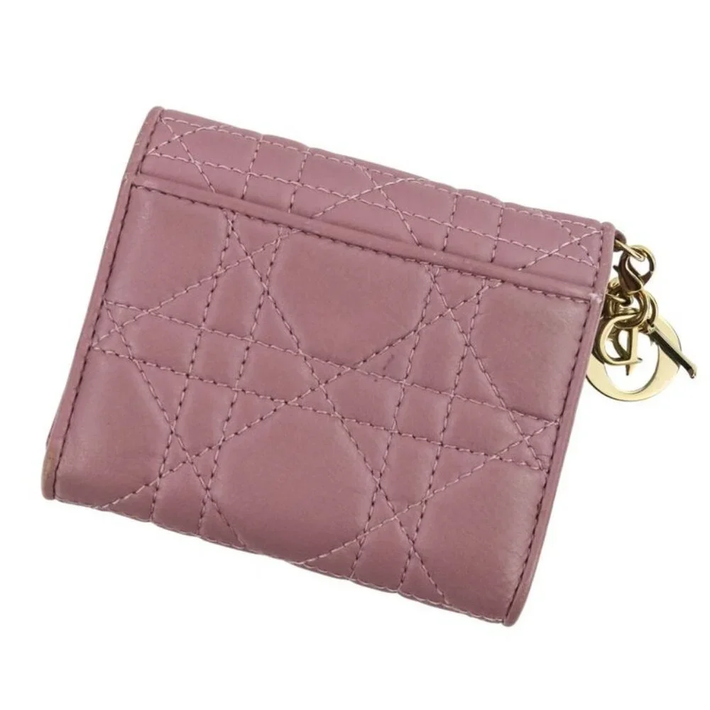 Christian Dior Lady Dior Canaje Lotus Wallet Trifold Wallet Lavender